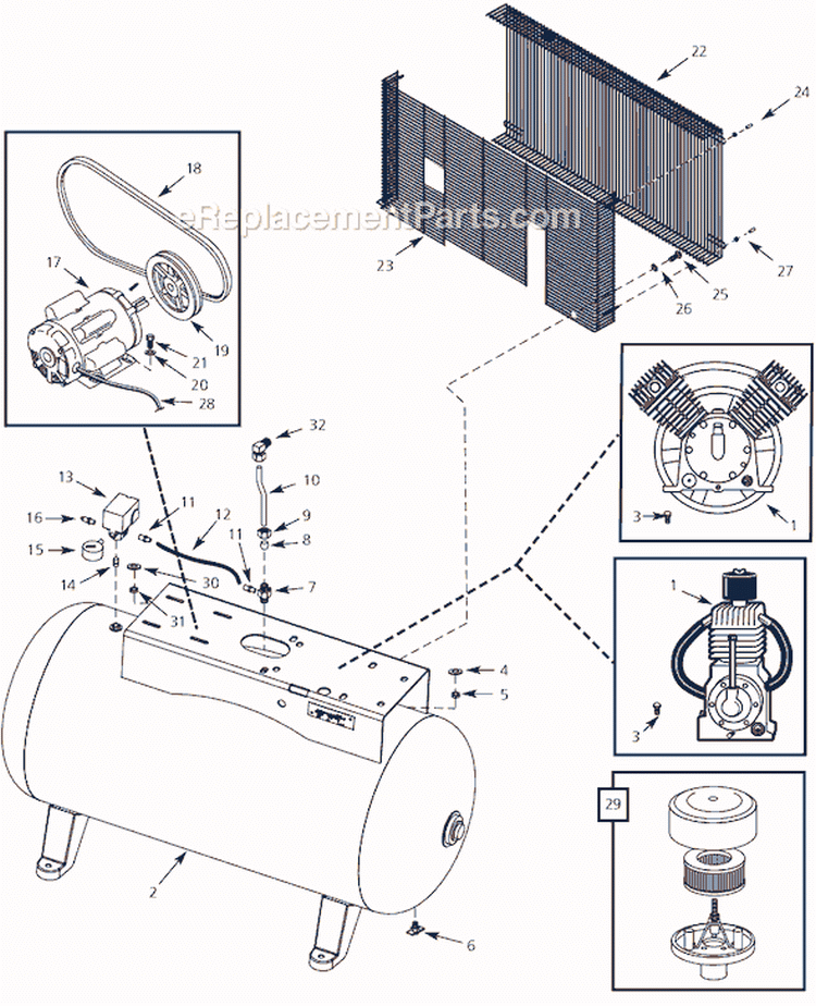 Page A Diagram and Parts List for XP563500 2004 Campbell Hausfeld Compressor